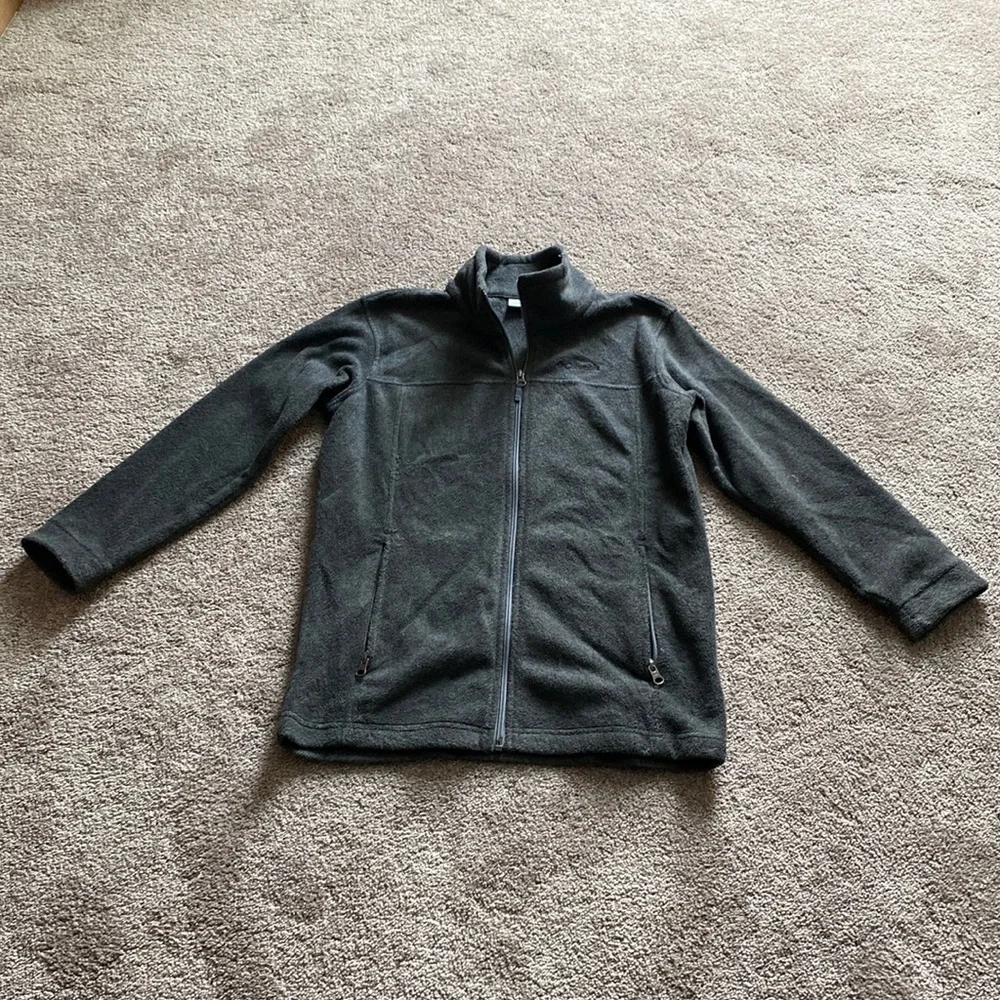 Columbia Charcoal Gray Full Zip Fleece Jacket SIZE L Zip Pockets Soft Warm